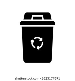 Recycle Bag Vector for Sustainable Living and Waste Reduction. Eco shopping bag illustration. Reusable product concept for environment care. Glyph Icon