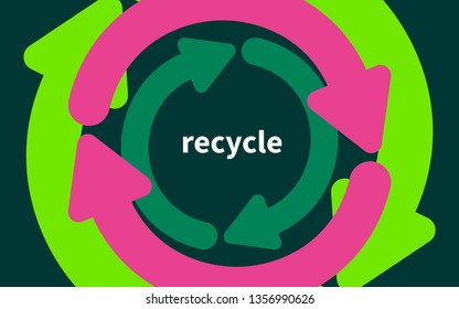 Recycle banner, background with circular arrows, environmental protection frame. Vector illustration