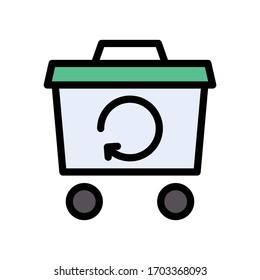 recycle basket vector flat color icon 