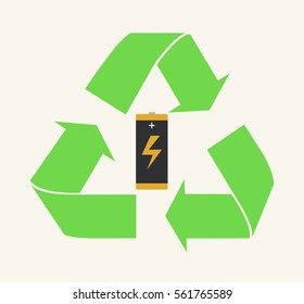 Recycle battery, conserve environment.Vector Illustration