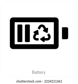 Recycle Battery and ecology icon concept