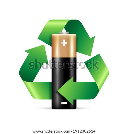 Recycle battery icon in 3D realistic style design. Environmental protection. vector illustration