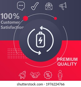 Recycle battery icon. Customize your design with a navy and red colored background template