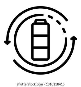 Recycle battery icon. Outline recycle battery vector icon for web design isolated on white background