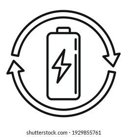 Recycle battery icon. Outline recycle battery vector icon for web design isolated on white background