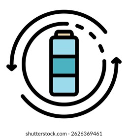 Recycle battery icon. Outline recycle battery vector icon color flat isolated