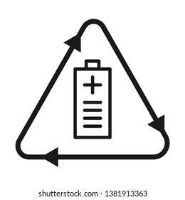 Recycle battery icon. Reduce plastic use, campaign. Line vector. Isolate on white background.