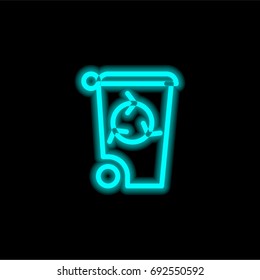 Recycle bin blue glowing neon ui ux icon. Glowing sign logo vector