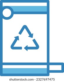 Recycle Bin Blue Icon - Single Icon, Vector 