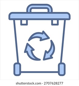 Ilustração do vetor de ícone azul da lixeira
