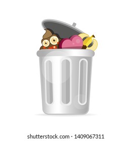 Recycle Bin Cartoon Character Modern Flat Design. Vector Illustration Isolated On White Background