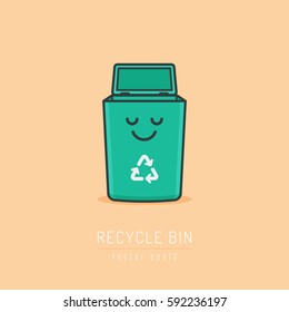 Recycle bin cartoon cute character in kawaii linework style