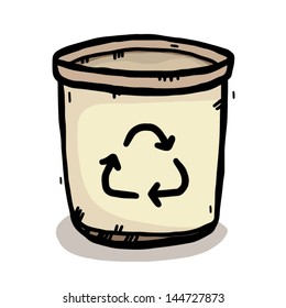 recycle bin / cartoon vector and illustration, hand drawn, sketch style, isolated on white background.
