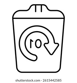Recycle bin with circular arrow thin line icon, data storagei concept. Vector graphics. Trash bin with timer, delete sign on white background, linear style for mobile or design