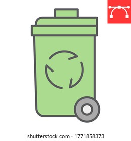 Recycle bin color line icon, garbage and ecology, trash bin sign vector graphics, editable stroke colorful linear icon, eps 10