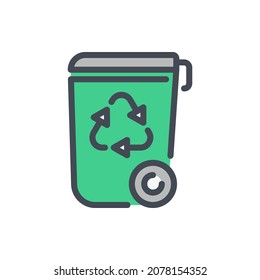 Recycle bin color line icon. Waste recycling vector outline colorful sign.