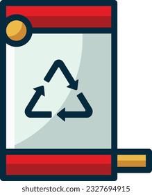 Recycle Bin Color Line Icon - Single Icon, Vector