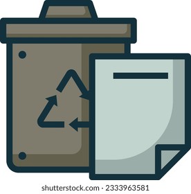 Recycle Bin Color Line Icon - Single Icon, Vector