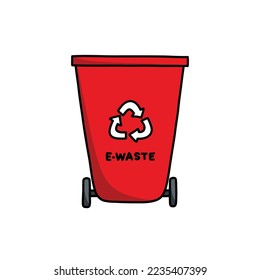 icono del doodle de desechos del contenedor de la papelera de reciclaje, ilustración del vector