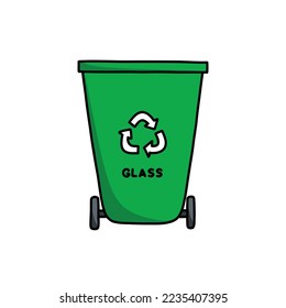 recycle bin container glass doodle icon, vector illustration