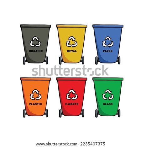recycle bin containers doodle icon, vector illustration