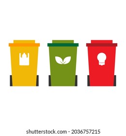 recycle bin in diferent colour to separarte waste type for waste recycle