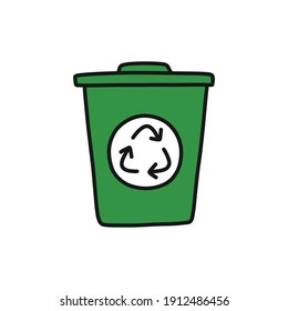 Recycle Bin Doodle Icon, Vector Illustration