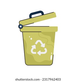 Sticker del vector del doodle de la papelera de reciclaje. archivo EPS 10