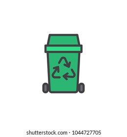 Recycle bin filled outline icon, line vector sign, linear colorful pictogram isolated on white. Trash can symbol, logo illustration. Pixel perfect vector graphics