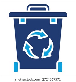 Papelera de reciclaje plana azul icono Colección