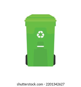 Papierkorb-Flach-Illustration wiederverwenden. Clean-Design-Element auf einfarbigem Hintergrund