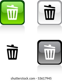 Recycle bin. glossy square vibrant buttons.