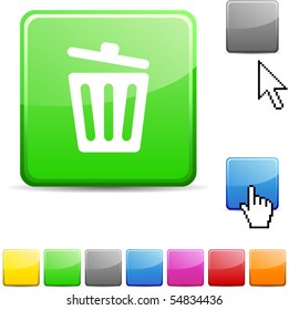 Recycle bin glossy vibrant web icon.