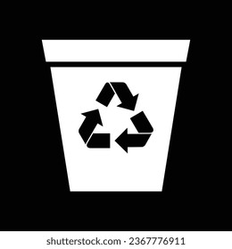 Icono de teclado de Papelera de reciclaje. El estilo es un símbolo plano, ángulos redondeados, fondo negro.
