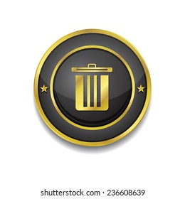Recycle Bin Gold Vector Icon Button