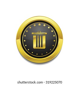 Recycle Bin Golden Vector Icon Button