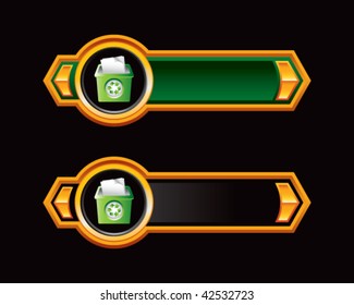 recycle bin green and black arrow banners