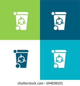 Recycle bin green and blue material color minimal icon or logo design