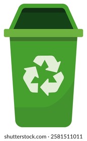 Recycle bin green container icon vector isolated on white background.