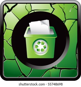 icono de la web de la papelera de reciclaje con grietas verdes