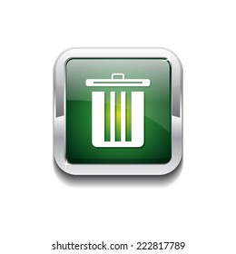 Recycle Bin Green Vector Icon Button