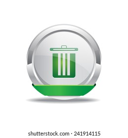 Recycle Bin Green Vector Icon Button