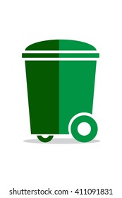 Recycle bin, green vector icon. 