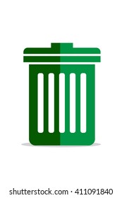 Recycle bin, green vector icon. 
