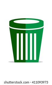 Recycle bin, green vector icon. 