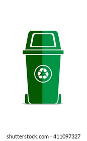 Recycle bin, green vector icon.