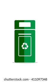 Recycle bin, green vector icon.