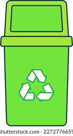 Recycle Bin Green Wast Recyling Trash Garbage Ecology Colored Outline