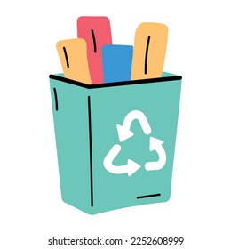 Recycle bin hand drawn icon vector 