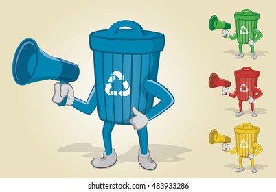 Recycle Bin Holding Megaphone